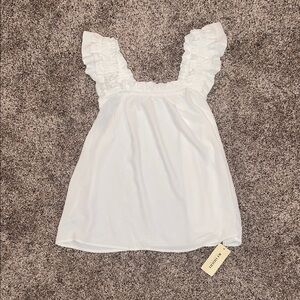 Women’s NWT White Ruffle Sleeve Bridal Pajama Top